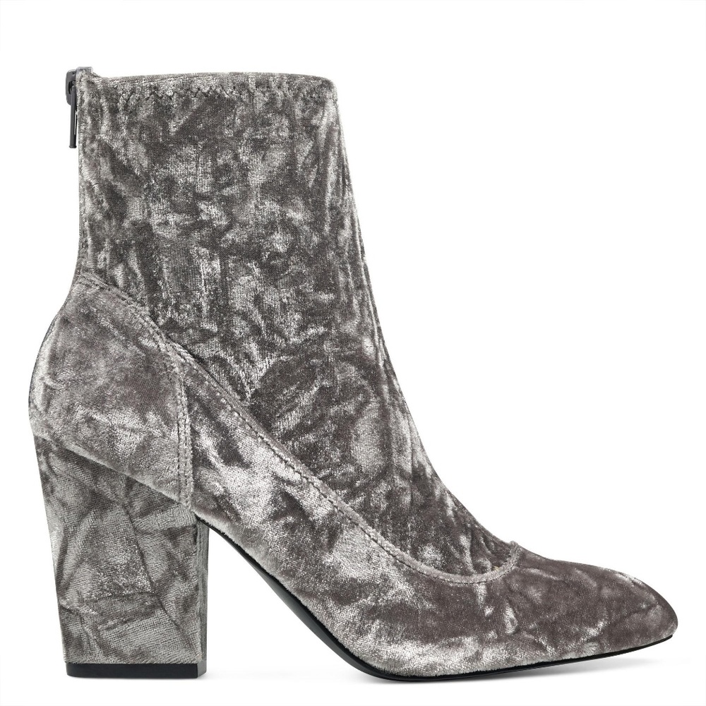 Nine West Sterra Grey Velvet Sock Bootie